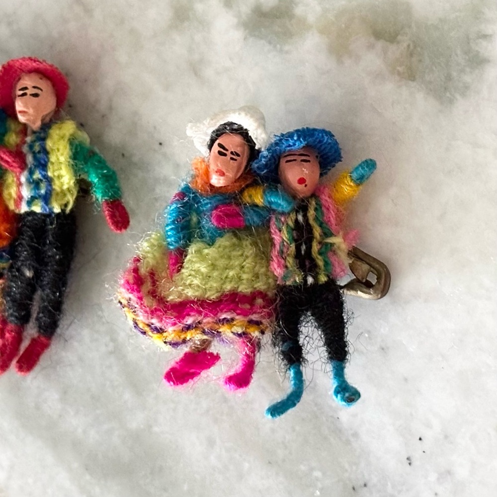 Handmade Vintage Mexico Souvenir Dancing Couple Lapel Pins - Brooch Set of 3 - Picture 2 of 13